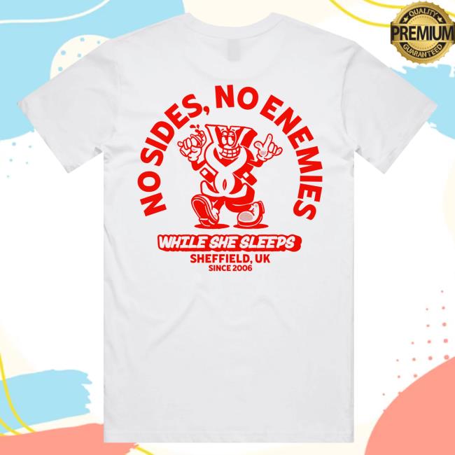 Official While She Sleeps Merch No Sides, No Enemies Shirt WhiteMerch Bar