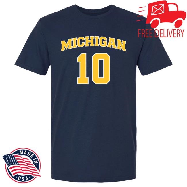 Michigan Wolverines Men's Basketball Student Athlete #10 Winters Grady Tee | The M Den Official Merch Store Shop