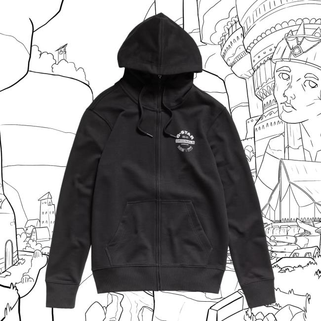 Official G Star Raw Clothing Store Shop G-Star Originals Zip Up Pullover Hoodie Dark Black Gstar