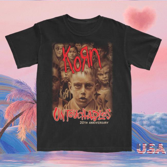 Official Korn Clothing Store Shop Merch Korn The Untouchables 20Th Album Cover Tee Shirt Is A Black