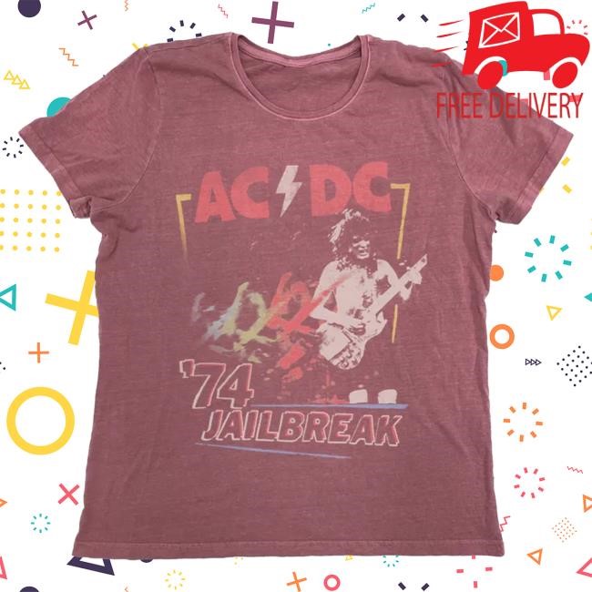 Official Ac Dc Merch Store AC/DC 74 Jailbreak Repeat Vintage Red Shirts Ac Dc Shop Acdc Clothing