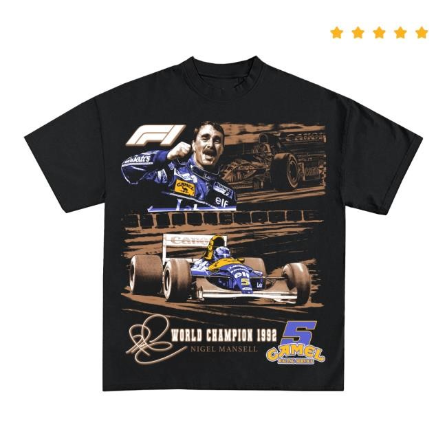 Icy Shop Merch Nigel Mansell 1992 World Champion Formula 1 Graphic T Shirt