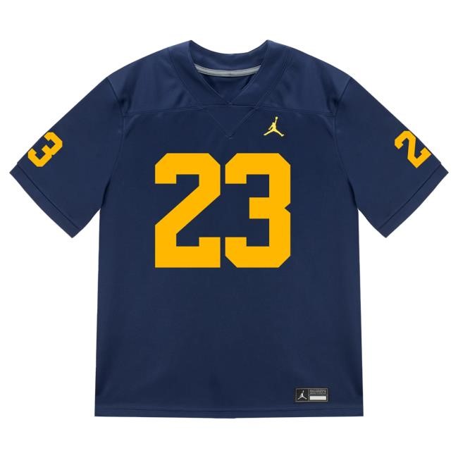 The M Den Michigan Wolverines #23 Jordan Marshall Student Athlete Blue Football Jersey Shirts