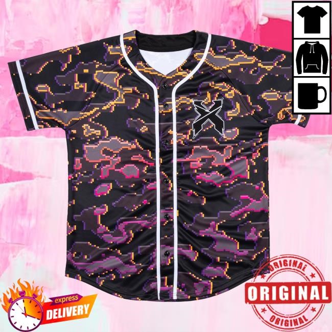 Official Excision Merch Excision Pink Camo Baseball Jersey Popover Shirt