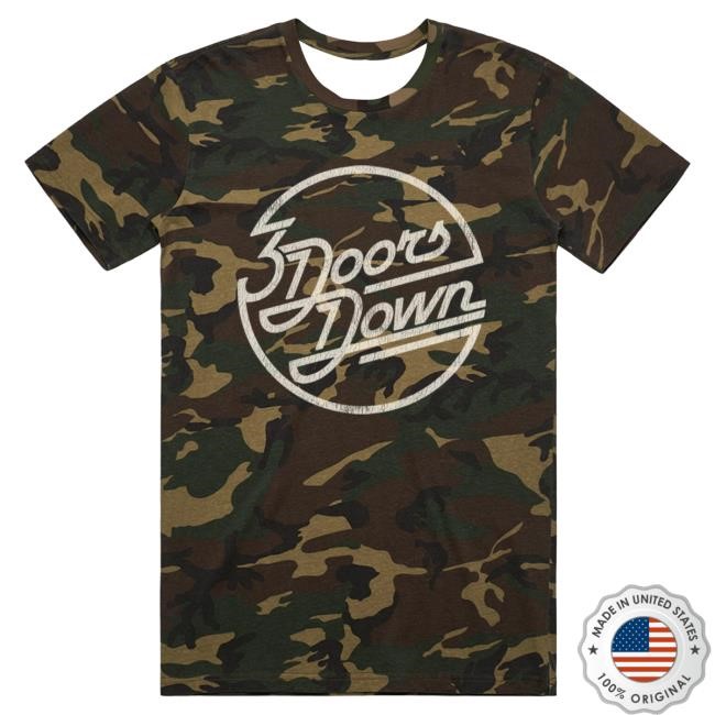 Official 3 Doors Down Merch 3DD Circle Logo Camo Attractive Shirt