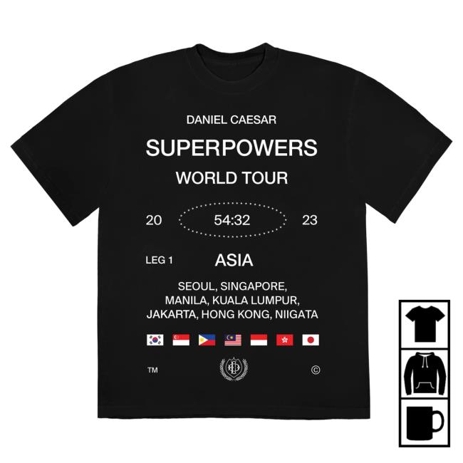 Official Daniel Caesar Merch Shop Superpowers World Tour Flag Hoodie Black DanielCaesar