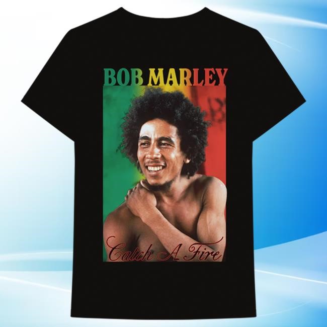 Official Bob Marley Store Shop Bob Marley Catch A Fire Black Photo Shirt 2024
