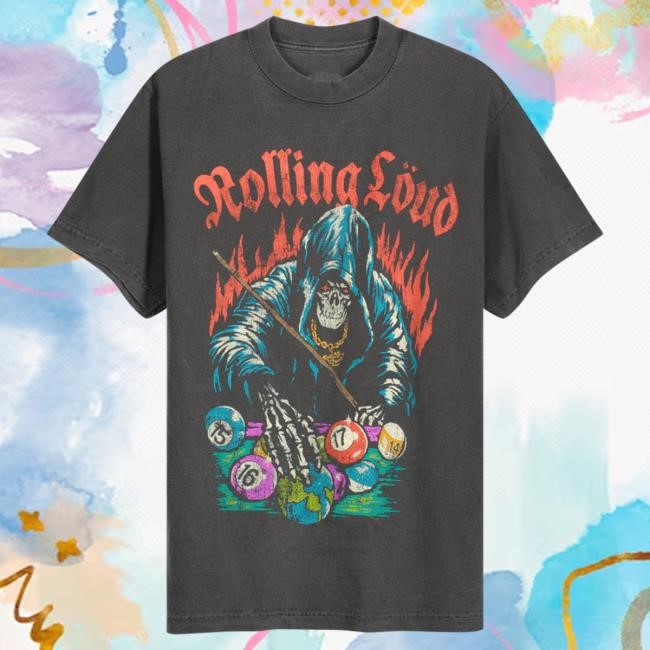 Official Rolling Loud Merch Store Shop Rolling Loud RL Rack Em Up Washed Black Lineup Shirt New RollingLoud