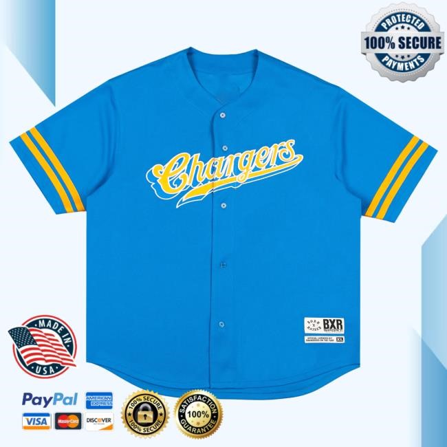 Official Born X Raised Merch Store Born X Raised + Chargers Button Up Jersey: Powder Blue By Bxr Sport + NFL Shirts