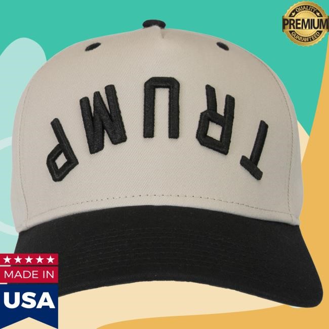 Official Donald Trump Merch Shop Upside Down Trump Embroidered Cap Stone/Black Trump Store
