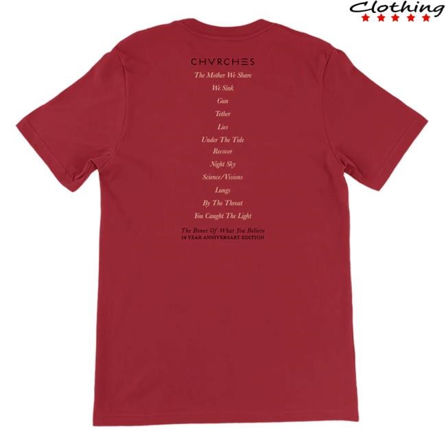 Chvrches Official Merch Shop Bones Tracklist Shirt New