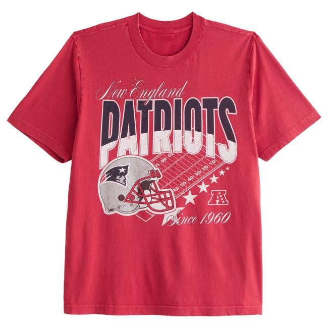 Official Abercrombie And Fitch Clothing New England Patriots Vintage-Inspired Graphic Tee NFL by Abercrombie