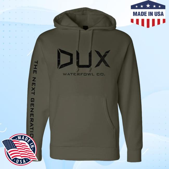 Official Dux Waterfowl Co Cupped Dux Thermal The Next Generation Hoodie Army Duxwaterfowl