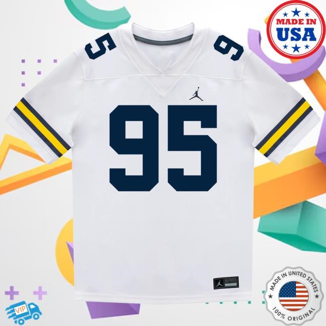 The M Den Michigan Wolverines #95 Trey Pierce Student Athlete White Football Jersey Tee
