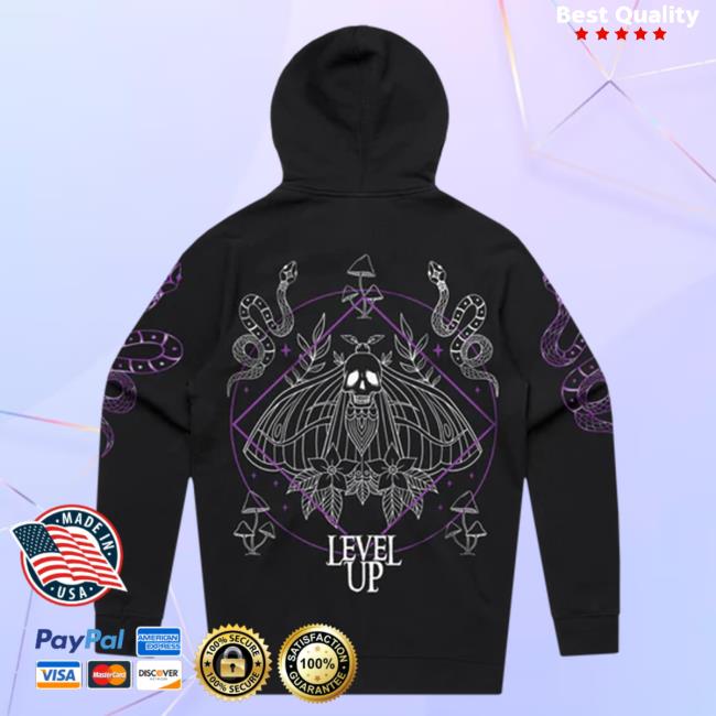Level Up Merch Level Up Skull Moth Sweatshirt Level Up Merch Level Up Skull Moth Hoodie