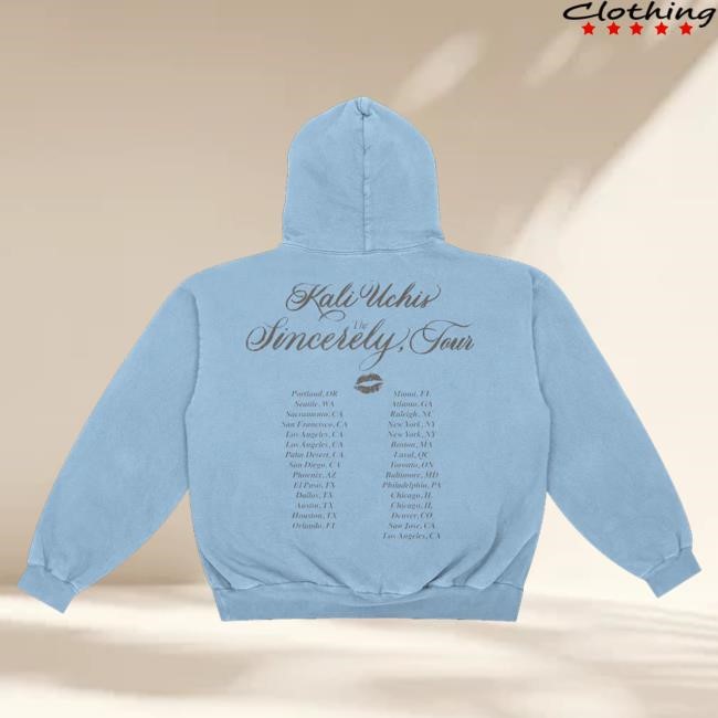 Official Kali Uchis Store Sincerely, Tour Date Back Hooded Sweatshirt