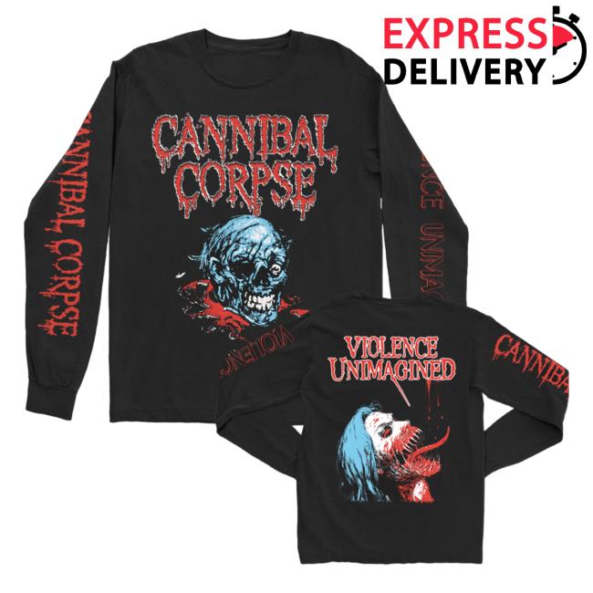 Official Cannibal Corpse Merch Store Skull Sketch Long Sleeve Shirt 2023 Black CannibalCorpse