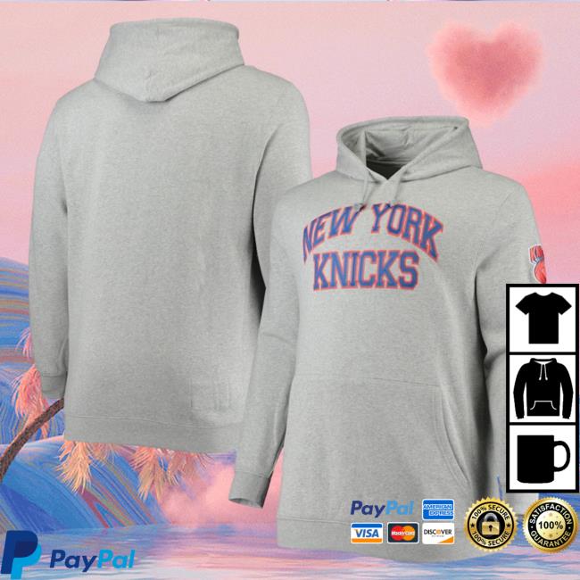 New York Knicks Mitchell & Ness Heathered Gray Hardwood Classics Big & Tall Throwback Crew neck Sweatshirt