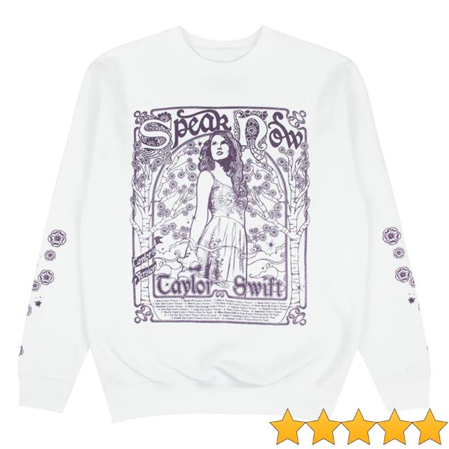Taylor Swift Clothing Store Shop Speak Now Taylor's Version Tracklist White Long Sleeve Tee Taylorswift Merch