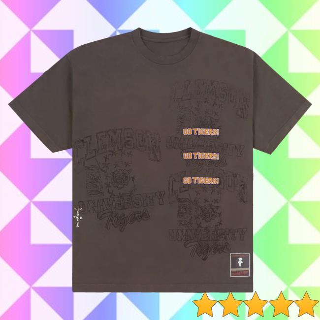 Official Travis Scott Utopia Merch Store CJ X M&N X CLEMSON UNIVERSITY SEAL Tshirt Travis Scott Apparel Clothing TravisScott