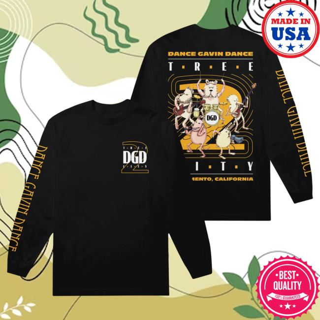 Official Dance Gavin Dance Band Merch Tree City 2 Black Sacramento California Long Sleeve Tee DanceGavinDance