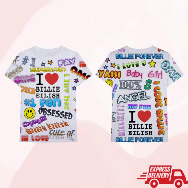 Official Billie Eilish Merch Store Billie Eilish Billie Eilish X Freak City Super Fan All Over Print Tshirt Billie Eilish Apparel Clothing Shop BillieEilish