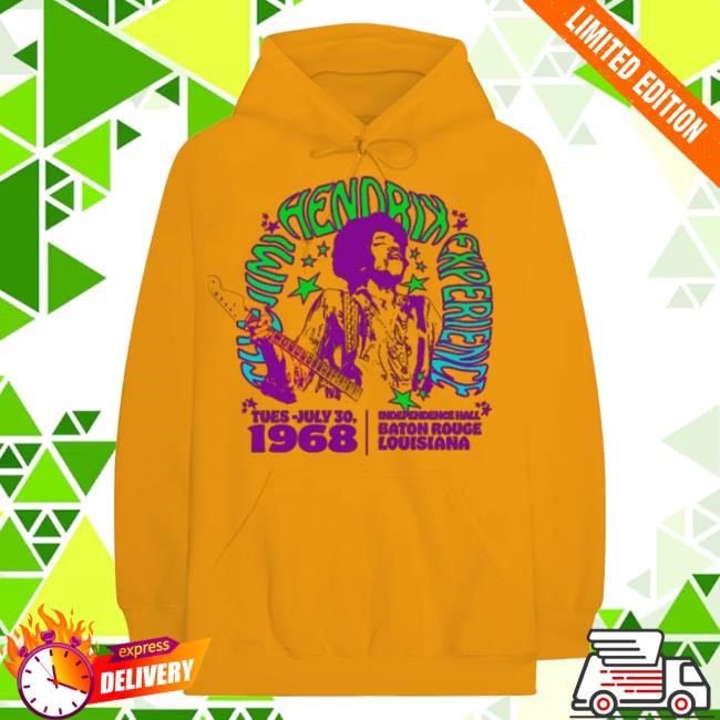 Jimi Hendrix Baton Rouge 1968 Tangerine Hoodie