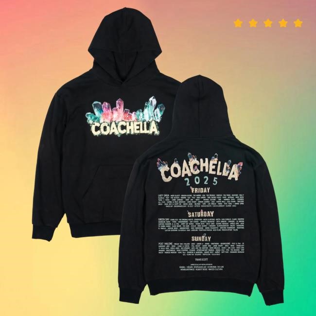 Coachella Merch Store Higher Vibrations 2025 Lineup Pullover Hoodie
