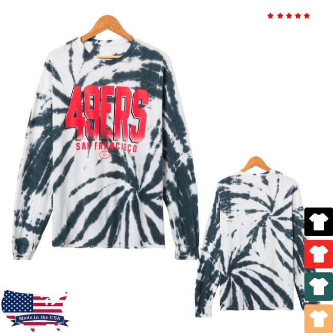 Official Junk Food Apparel Clothing Store Shop Junkfoodclothing San Francisco 49ers Game Time Tie Dye Long Sleeve T-Shirt True Black Tie-Dye