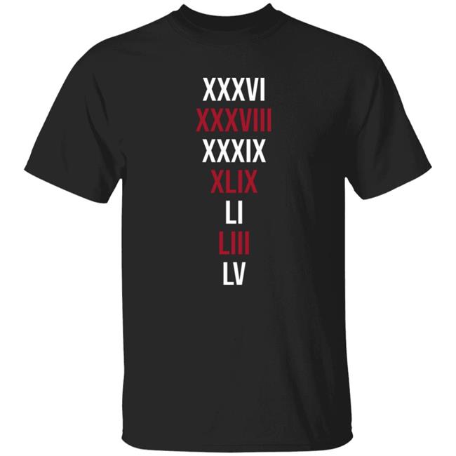 Barstool Sports Store XXXVI XXXVIII XXXIX XLIX LI LIII LV Shirt TB Numerals Shirt