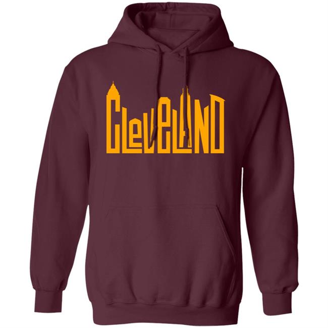 Cleveland Skyline Letters Pullover Hoodie Cleveland Clothing Merch