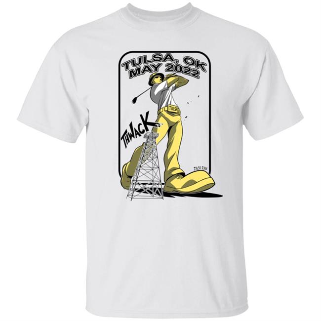 The PGA Tulsa Ok May 2022 THWACK Golden Driller Golfing Shirt Zach Raw