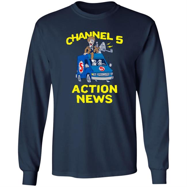 Channel 5 Merch Drop Actions News Black Tee Shirt Channel 5 Merch Drop Actions News Black Tee Shirt