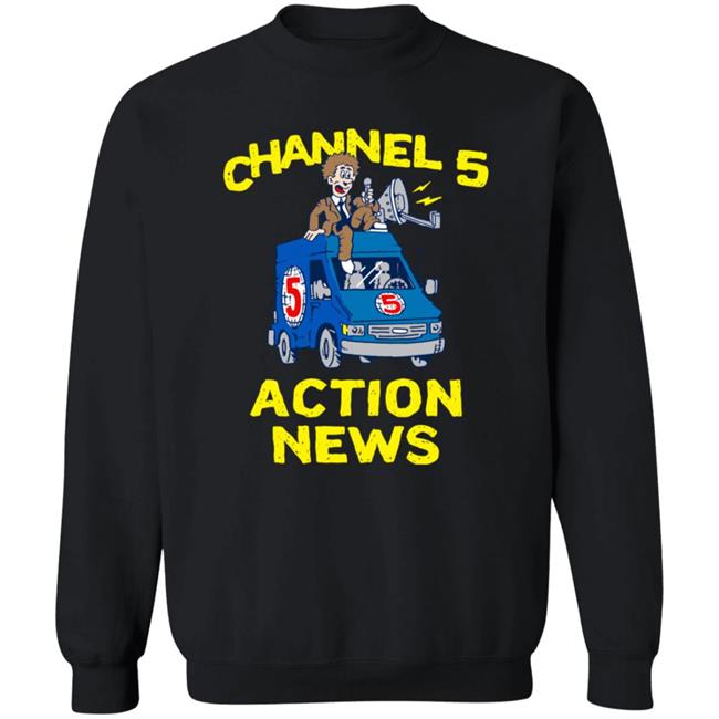 Channel 5 Merch Drop Actions News Black Tee Shirt Channel 5 Merch Drop Actions News Black Tee Shirt