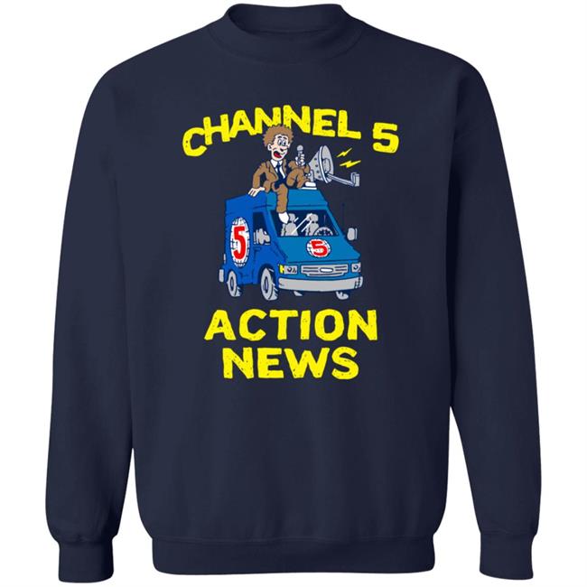 Channel 5 Merch Drop Actions News Black Tee Shirt Channel 5 Merch Drop Actions News Black Tee Shirt