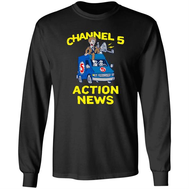 Channel 5 Merch Drop Actions News Black Tee Shirt Channel 5 Merch Drop Actions News Black Tee Shirt