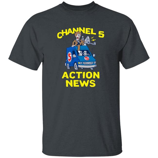 Channel 5 Merch Drop Actions News Black Tee Shirt Channel 5 Merch Drop Actions News Black Tee Shirt