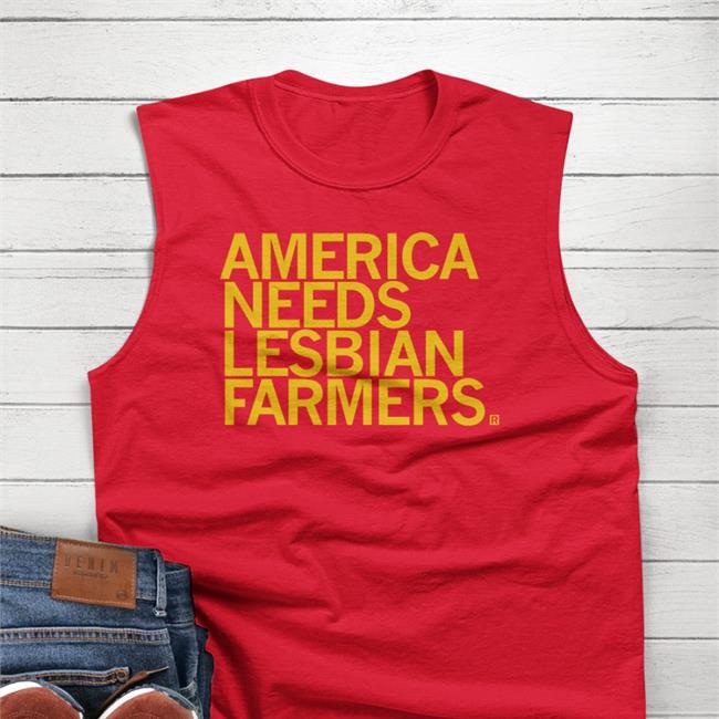 Raygun Merch America Needs Lesbian Farmers V Neck T Shirt Weird Thrift Store Shirts