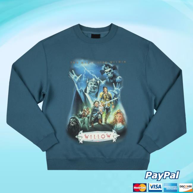 Official Heroes And Villains Clothing Store Merch Willow Movie Poster Blue Crewneck HeroesandVillains