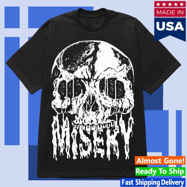 Official Misery Worldwide Skull Drip Graphic Print Black Tees