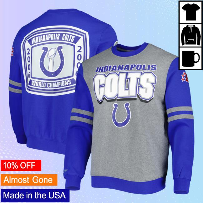 Official Indianapolis Colts Mitchell & Ness Heather Gray 3D All Over Print 2.0 Sweatshirt