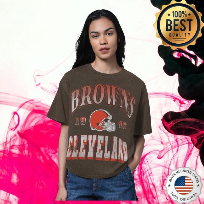 Official Women's Starter Heather Brown Cleveland Browns Oversized Hall of Fame Top Shirt