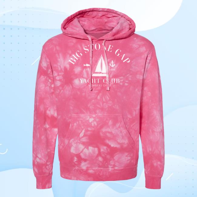 Official Hometown Apparel Clothing Merch Big Stone Gap Virginia Yacht Club Tie-Dye Hoodies 5XL Tie Dye Pink / White