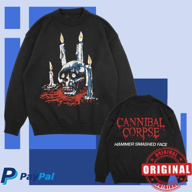 Official Cannibal Corpse Merch Cannibal Corpse Ritual Candles Crewneck Sweatshirt (Black)