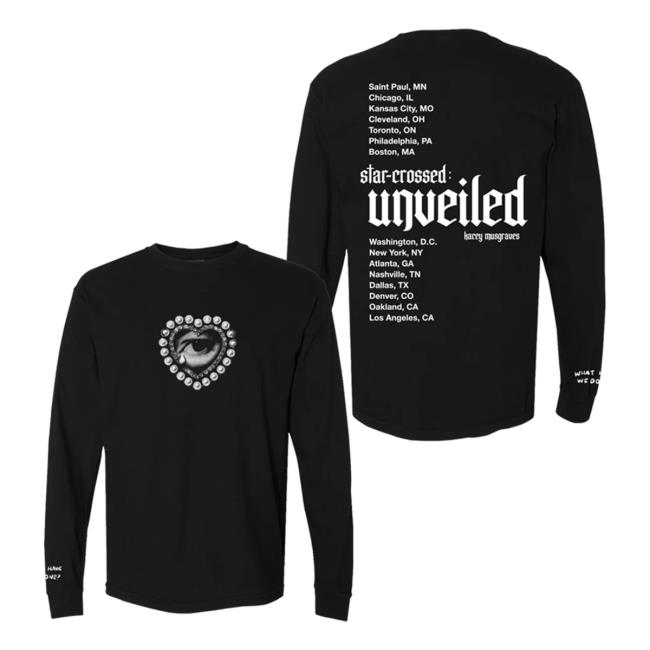 Official Kacey Musgraves Merch Store Shop K A C E Y M U S G R A V E S Star-Crossed: Unveiled Black Tour Long Sleeve Shirt New KaceyMusgraves Spaceykacey