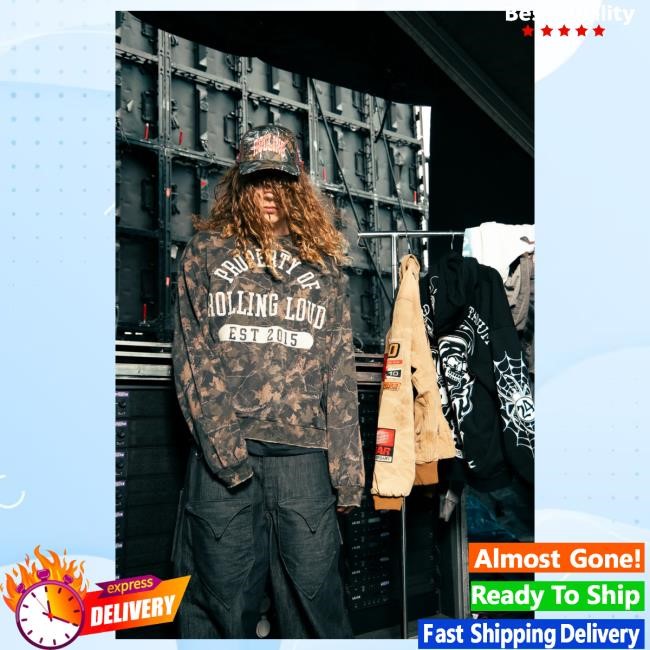 Official Rolling Loud Merch Store Shop Rolling Loud RL Core Trailhead Camo Crew RollingLoud