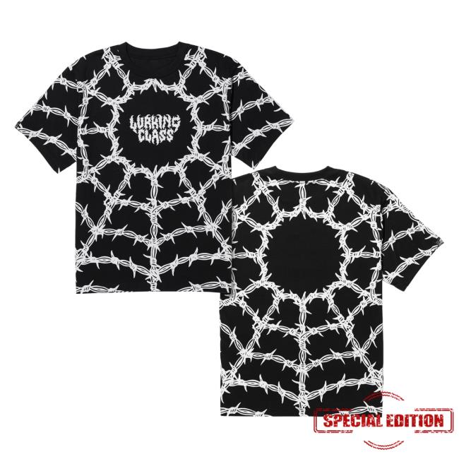 Official Lurking Class Clothing Barbed Web All Over Print Tee Black Aop LurkingClass