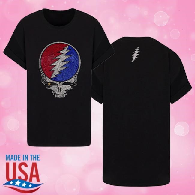 Store.Dead.Net Meghan Fabulous Grateful Dead Rhinestone Stealie Relaxed Shirt