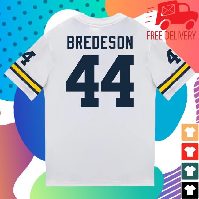 The M Den Michigan Wolverines #44 Max Bredeson Student Athlete White Football Jersey Tees