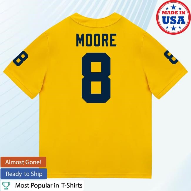 The M Den Michigan Wolverines #8 Derrick Moore Student Athlete Maize Football Jersey T Shirt